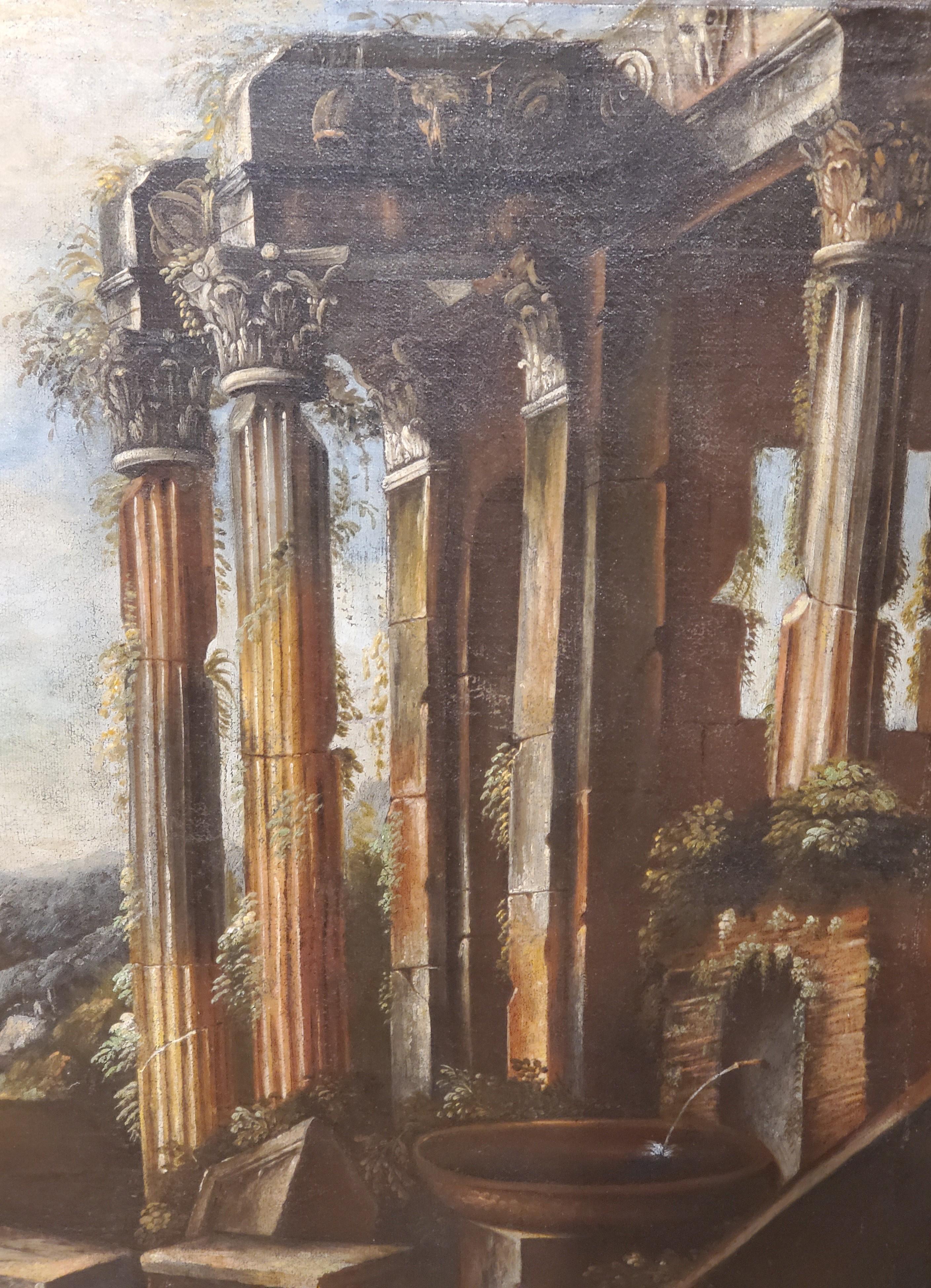 Capriccio, Ölgemälde römischer Ruinen, Italienische Schule 2