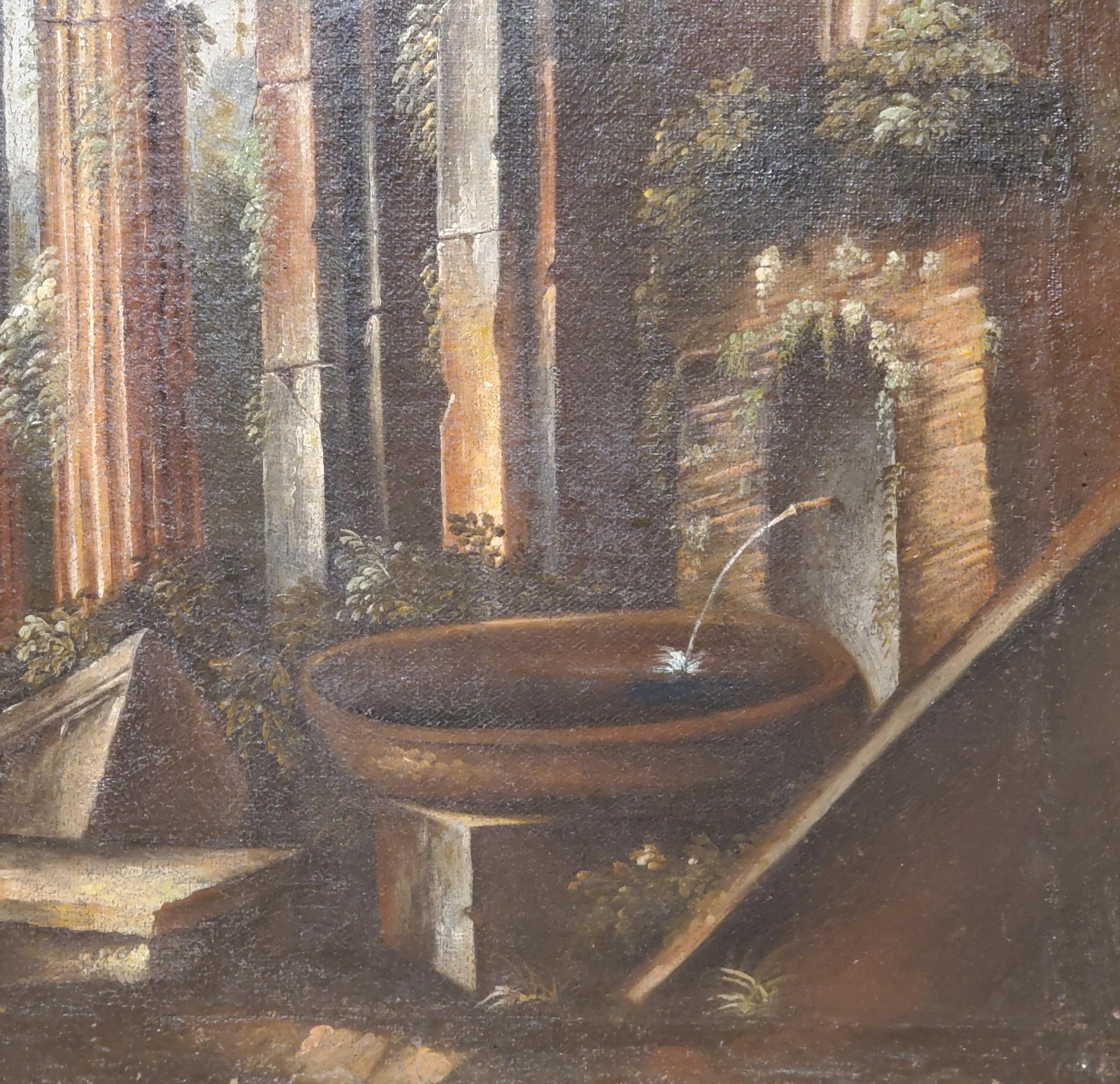 Capriccio, Ölgemälde römischer Ruinen, Italienische Schule 5