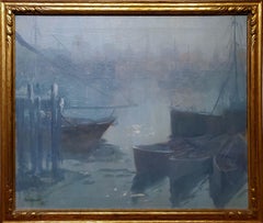 Antique Gloucester Harbor view at Twilight dated 1923