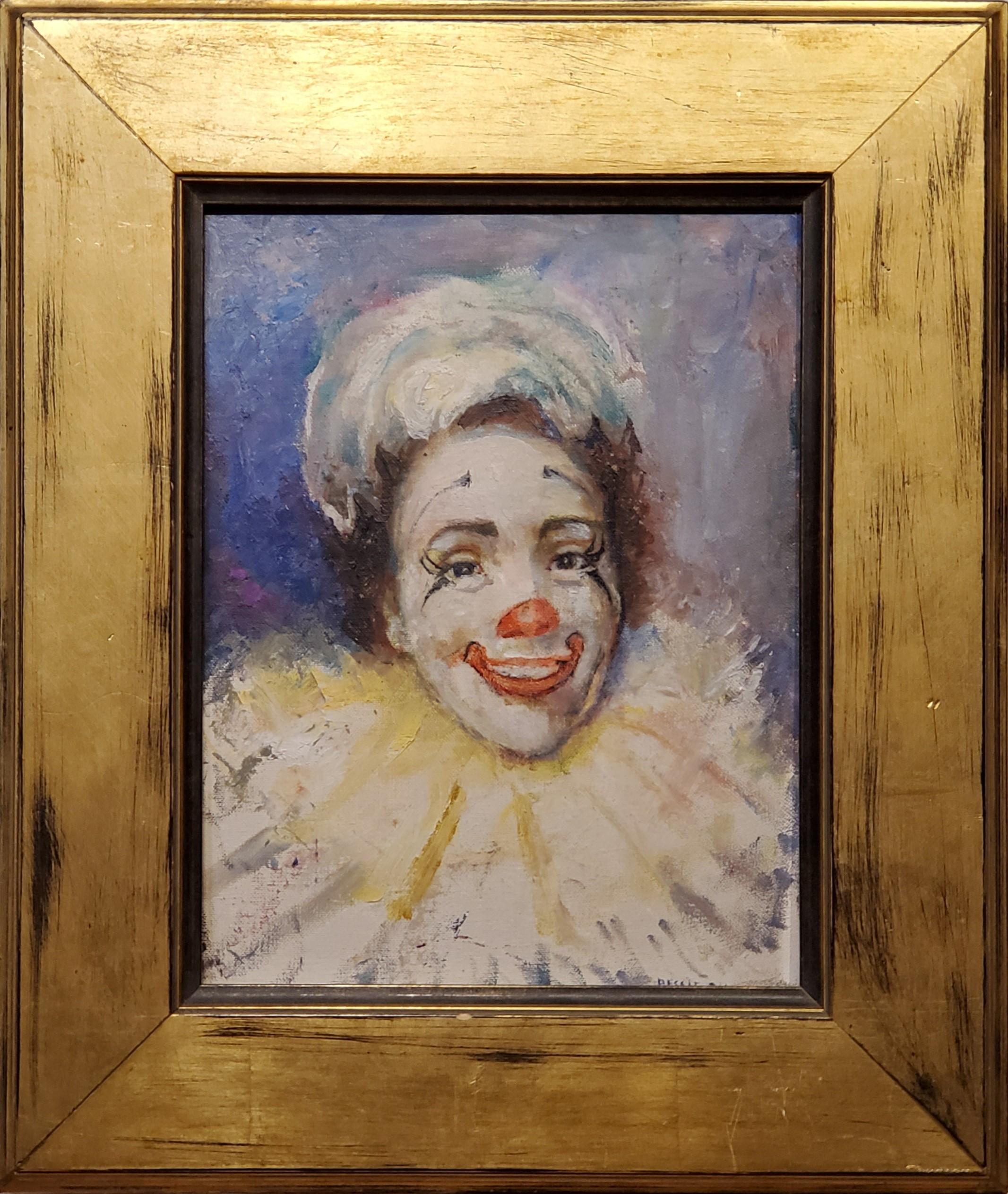 Portrait Painting Bessie Jeannette Howard - Peinture lumineuse d'un clown, peinte par Bessie Howard vers 1935