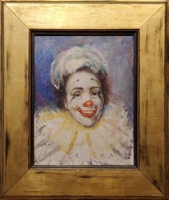 Vintage Bright Painting of a Clown, Bessie Howard painted about 1935