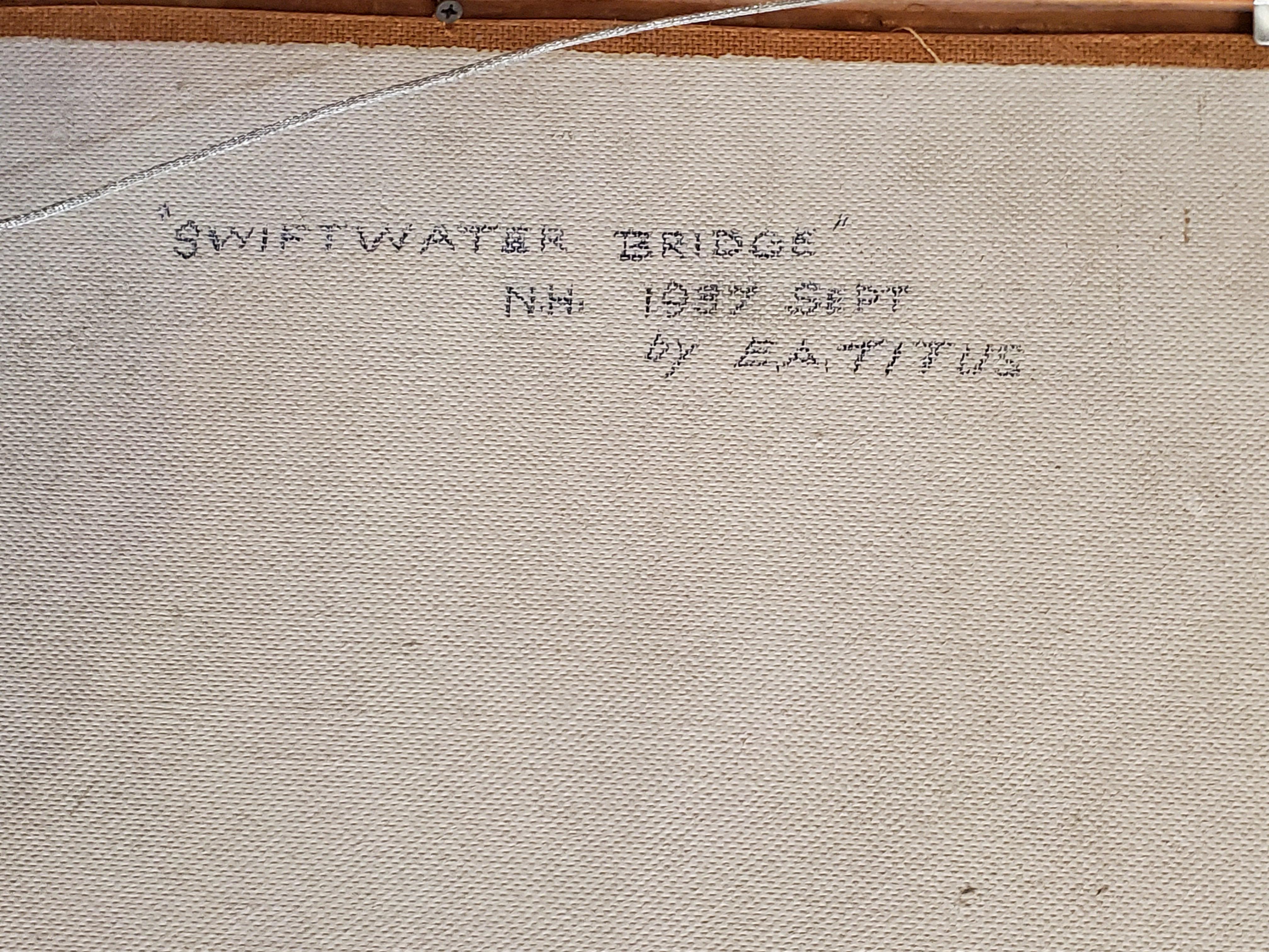 Landscape Painting of a Covered Bridge signed by Earl A. Titus dated 1937 1