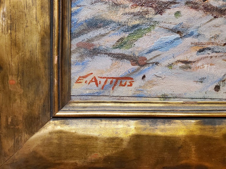Earl A. Titus - Landscape Painting of a Covered Bridge signed by Earl A ...