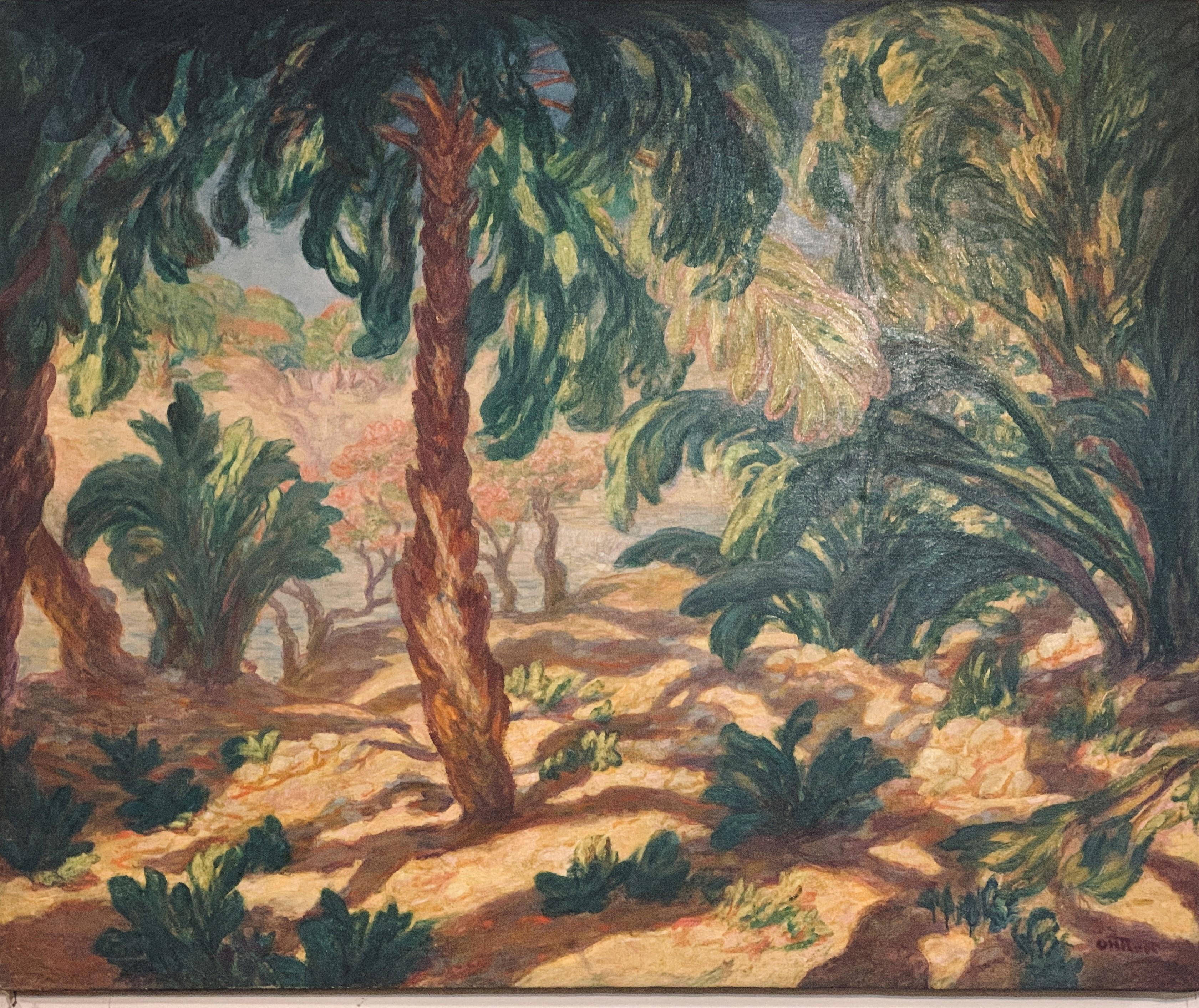 Orville H. Root Landscape Painting – Postimpressionistische Landschaft von Orville Root   Ansicht „Überraschungsnah“