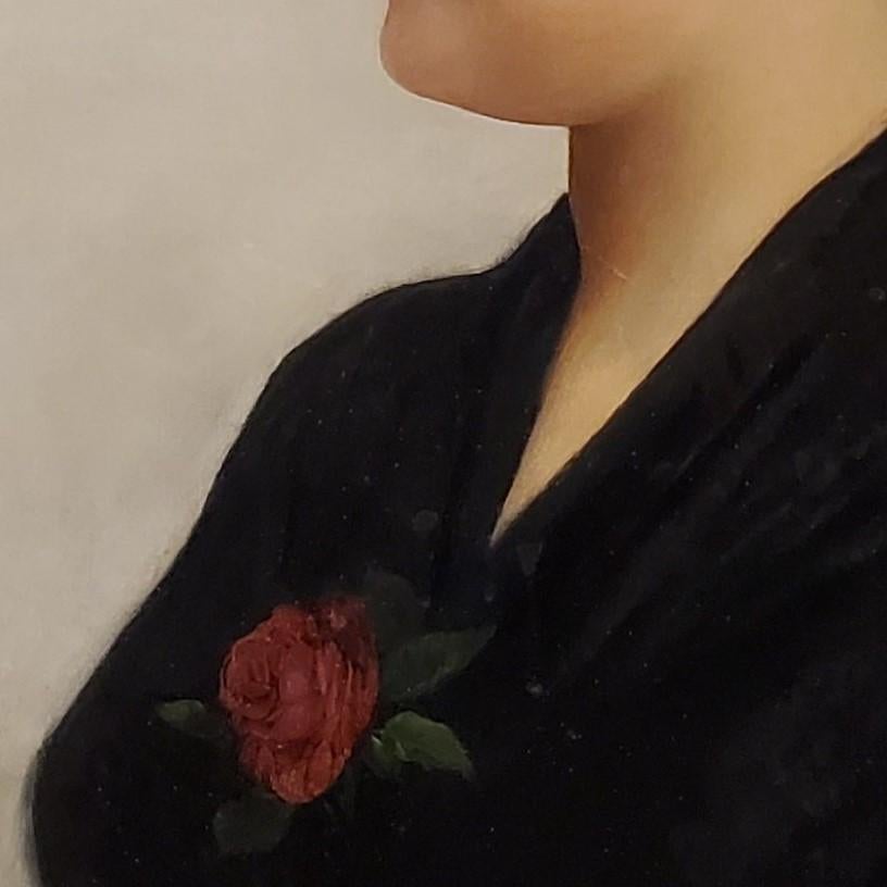 Portrait of a Woman an Oil Painting signed by Guiseppe Costa - Brown Portrait Painting by Giuseppe Costa