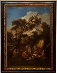 Old Masters Painting of Moses Striking the Rock,  Follower of P. F. Mola