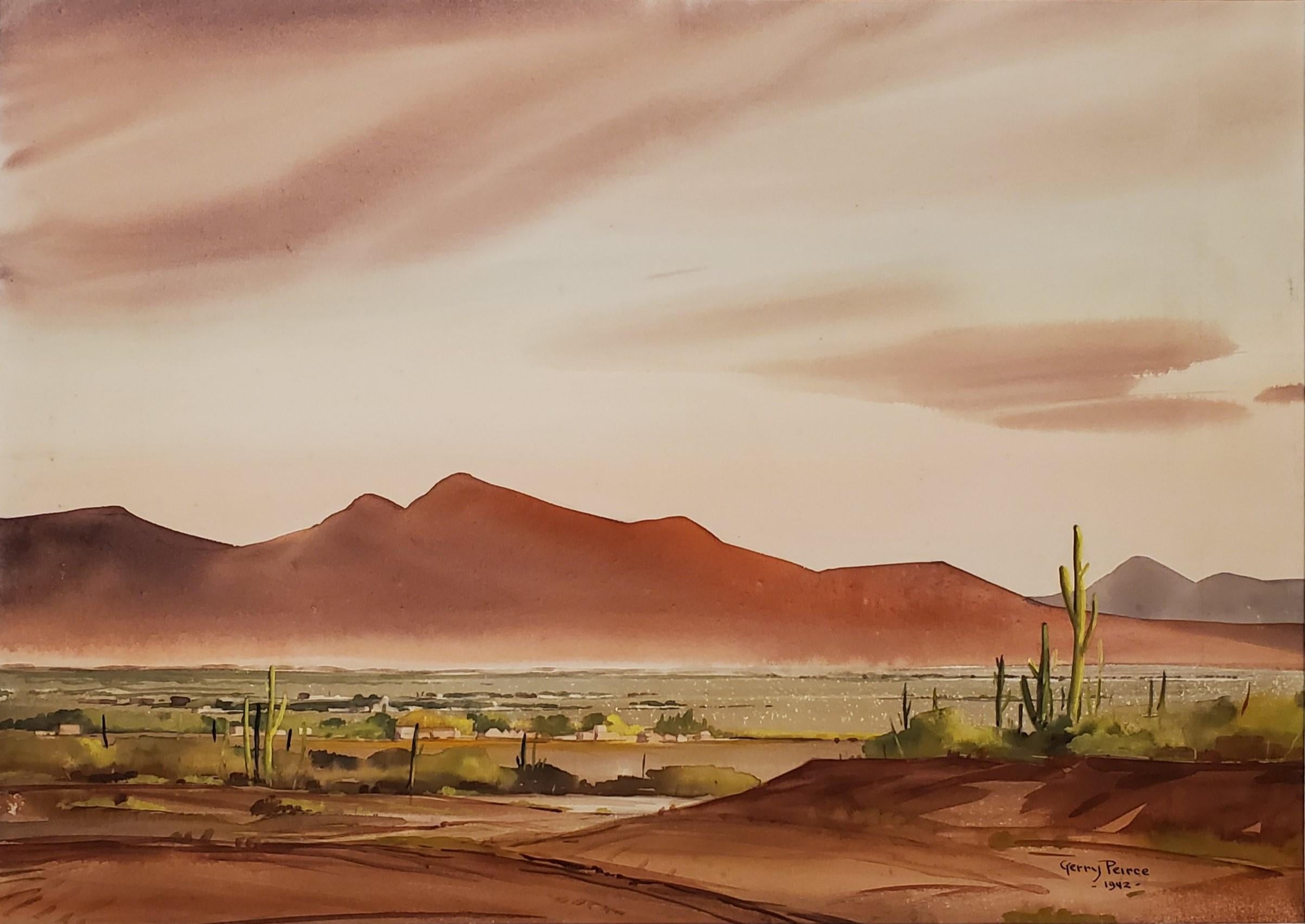 Gerry Peirce Landscape Art - Arizona Desert Watercolor