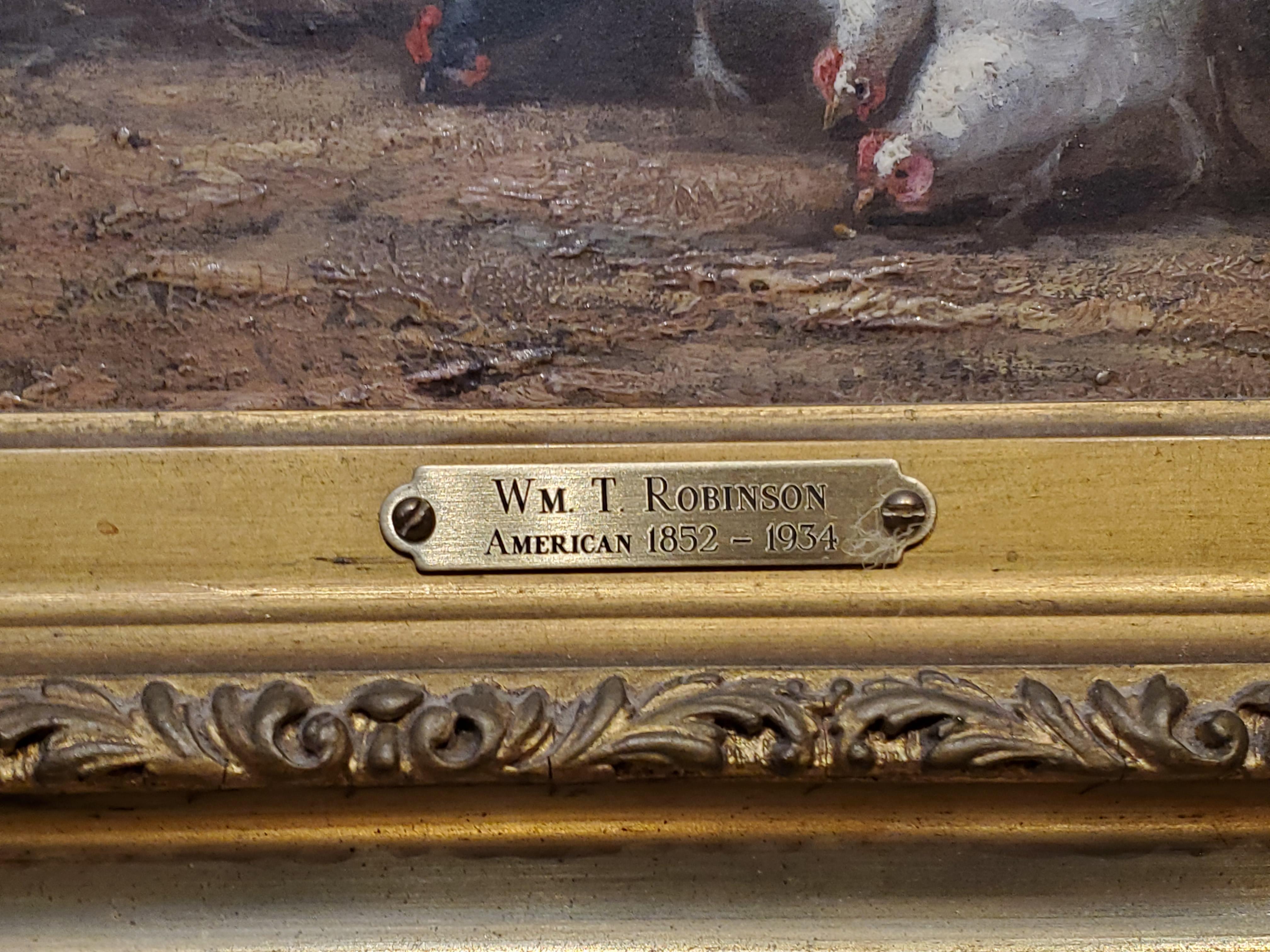 Femme nourrissant ses poules dans la cour de la ferme:: par William Robinson 3