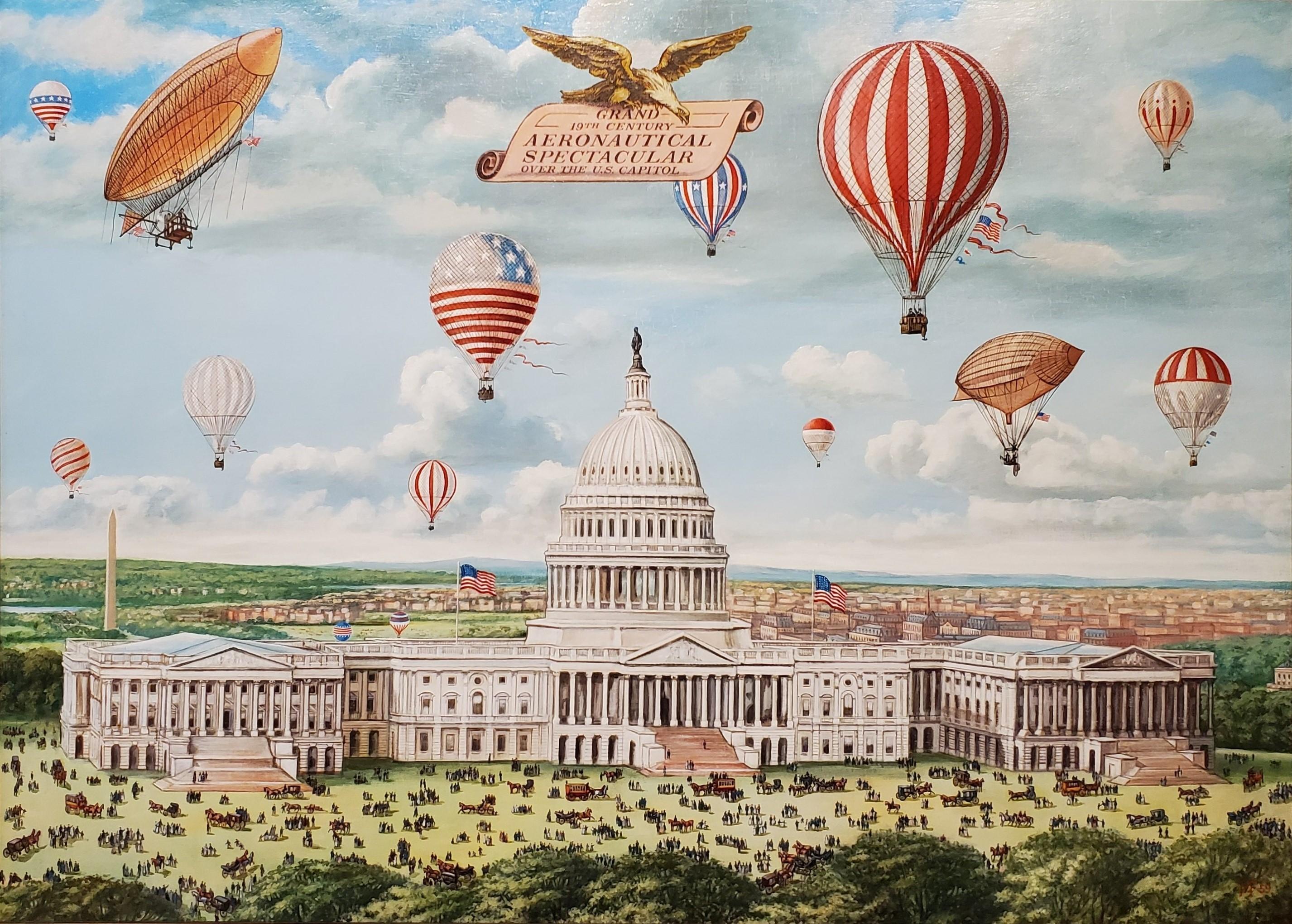 Grand 19th century Aeronautical Spectacular Over the US Capitol by Morris Flight 1