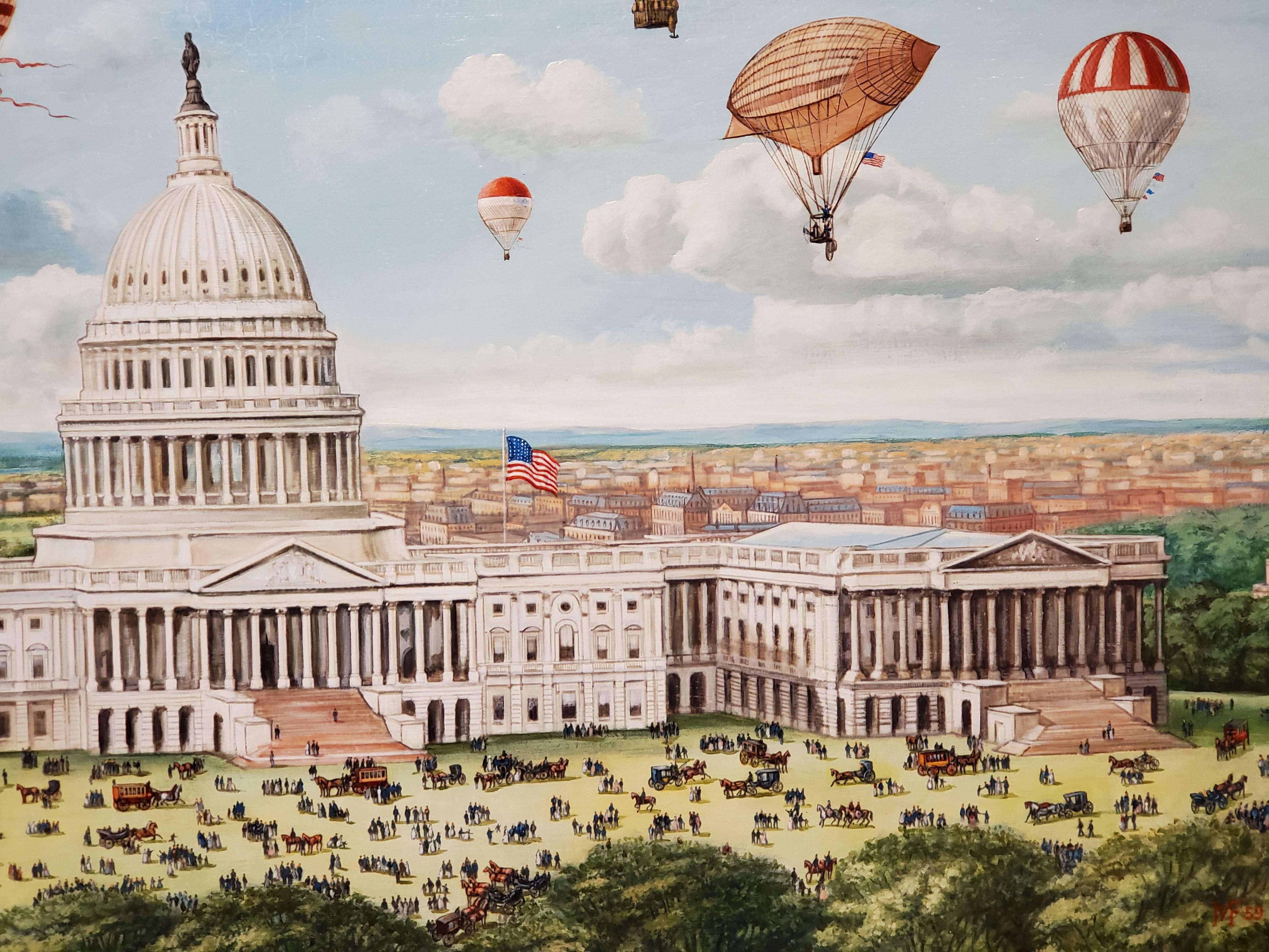 Grand 19th century Aeronautical Spectacular Over the US Capitol by Morris Flight 5