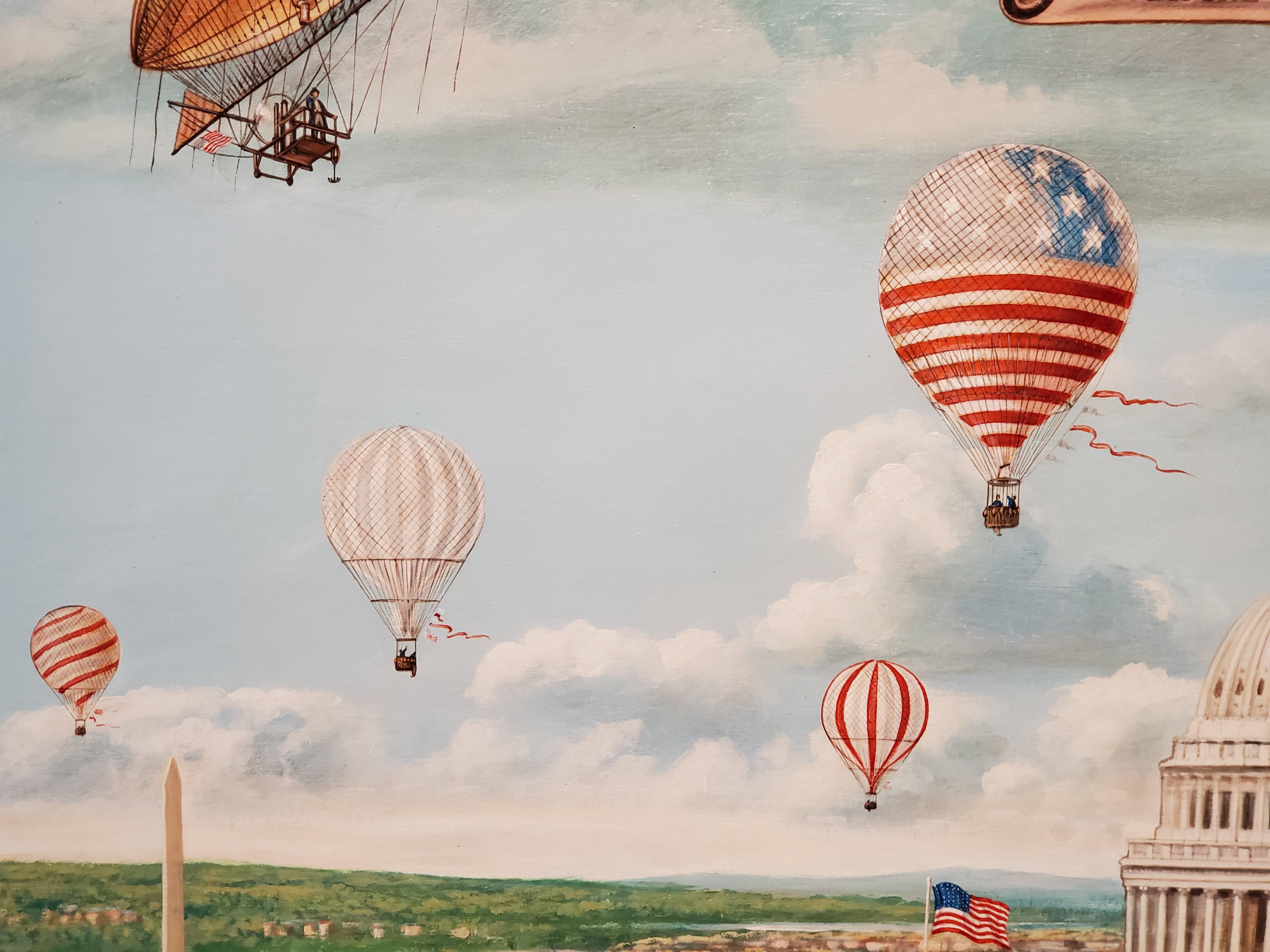 Grand 19th century Aeronautical Spectacular Over the US Capitol by Morris Flight 14