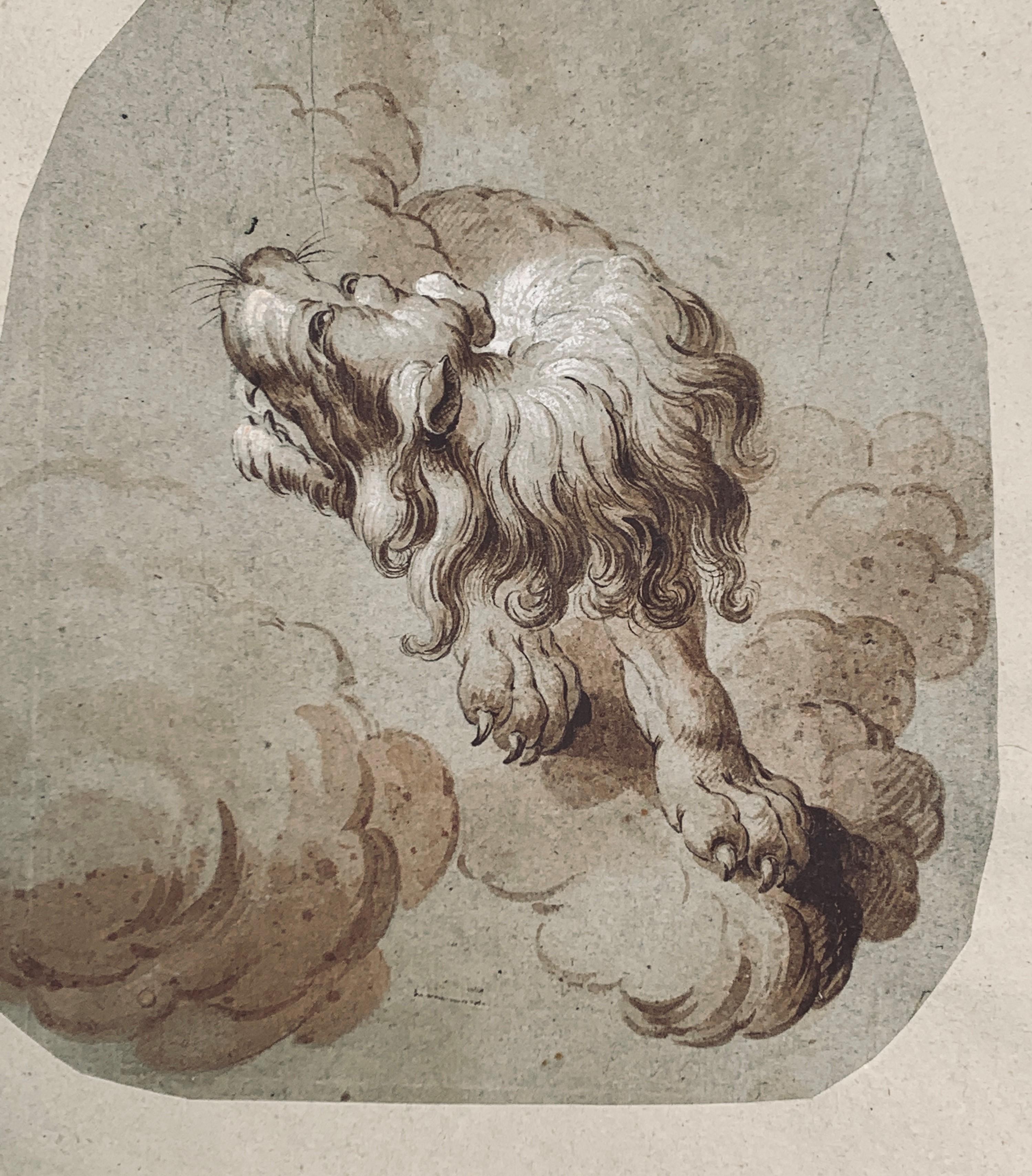 Netherlandish School Ink Drawing of a Lion, 17th/18th C. - Art by Unknown