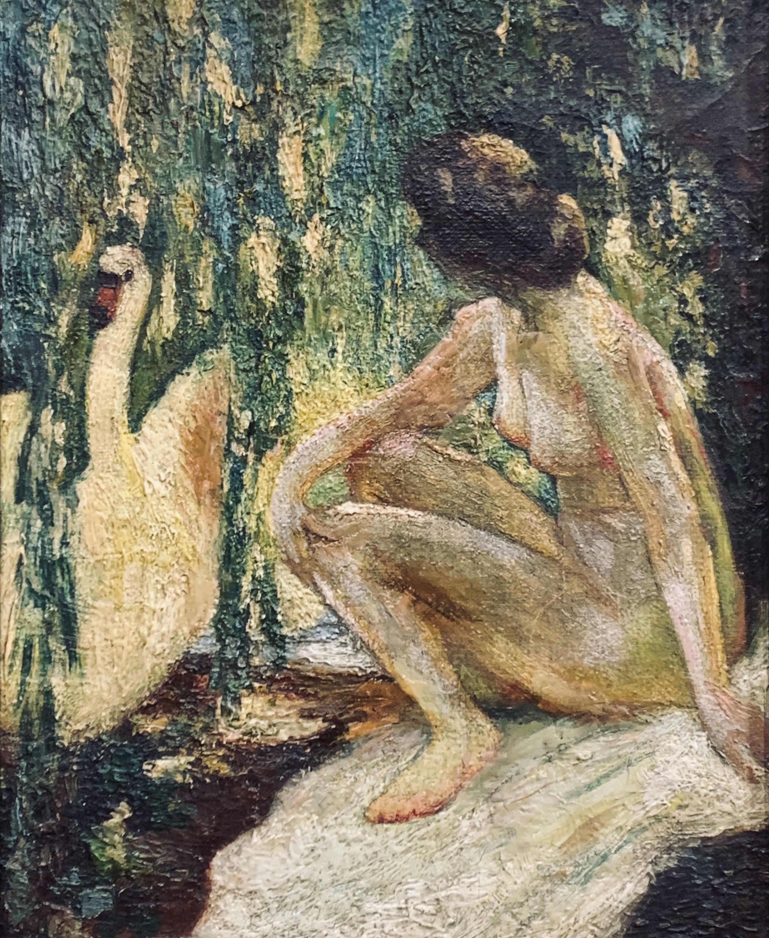Impressionist Female Nude in a Landscape, attributed to Lillian Genth - Painting by Lillian Mathilde Genthe