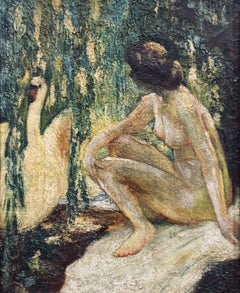 Impressionist Female Nude in a Landscape, attributed to Lillian Genth