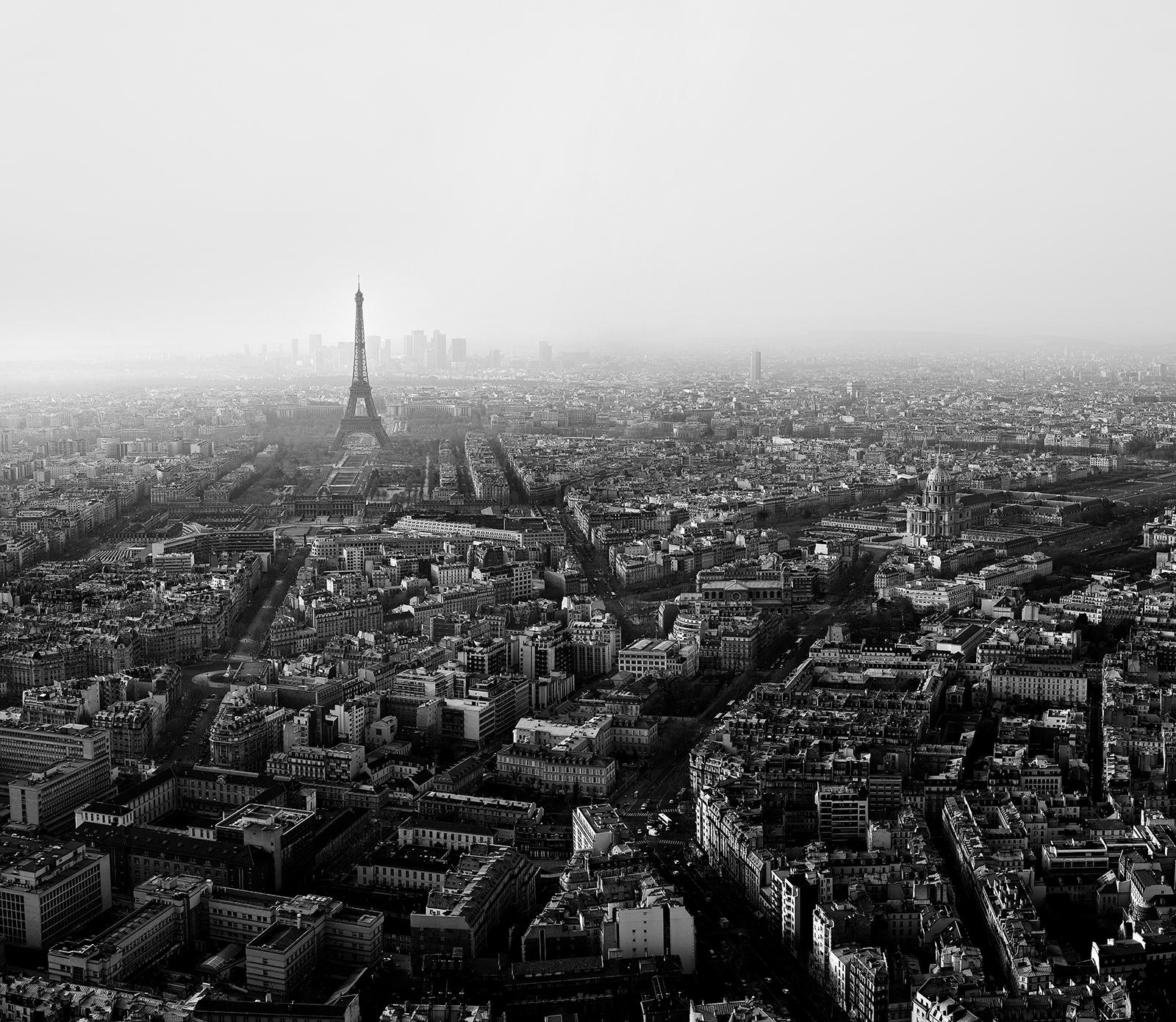 Ian Sanderson Black and White Photograph - Paris Panorama-Signed limited edition cityscape print, Black white photo, France