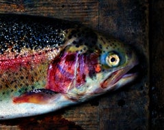 Trout- Signed limited edition still life print, Contemporary, Food fish red blue