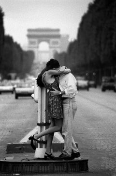 Paris Romance- Signed limited edition couple print, Black white, Contemporary