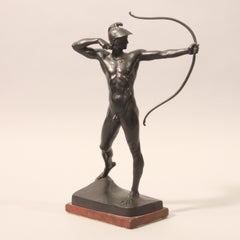 GEYGER Ernst Moritz. The archer. Bronze. Signed. Marble base.