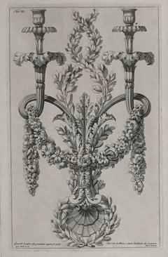 Chandelier designs. A pair of engravings