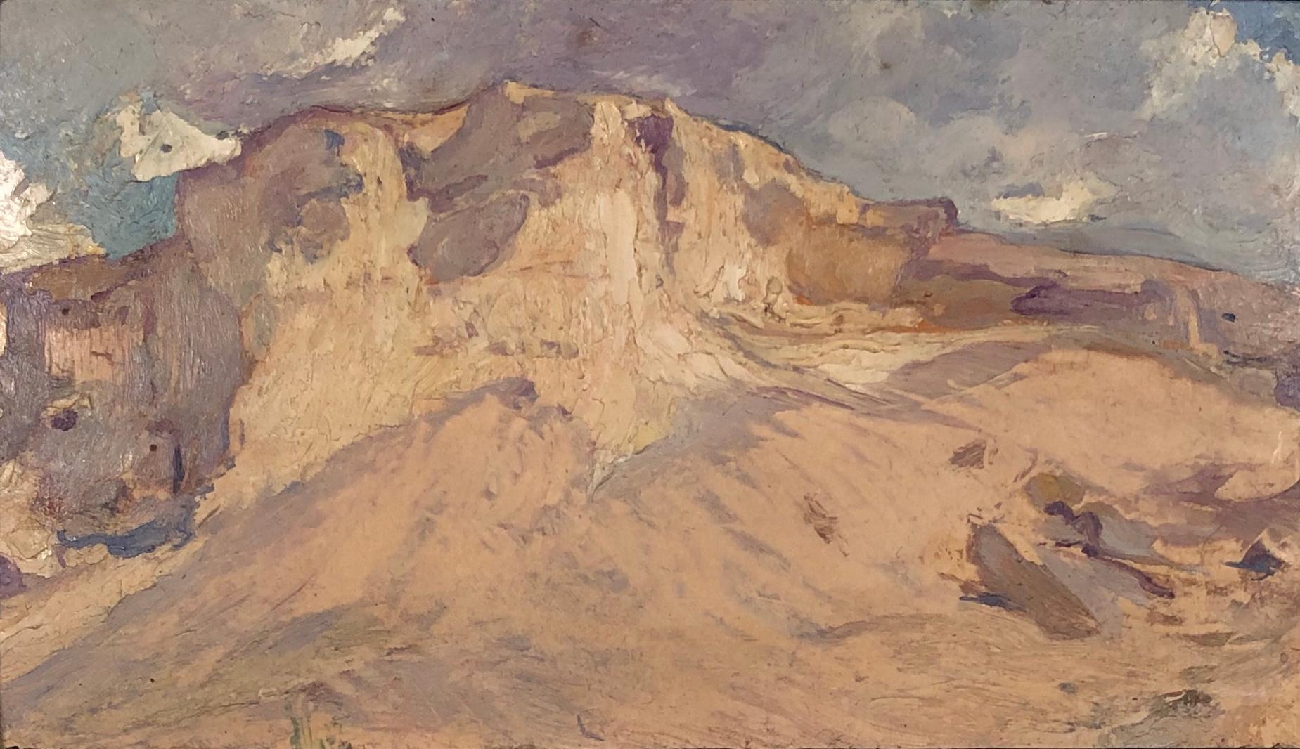 Vista di Bou-Sada. Schizzo a olio su cartone. Firmato e intitolato.