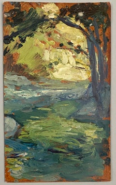VAN BIESBROECK Jules. Landscape. Oil sketch on cardboard.