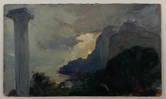 VAN BIESBROECK Jules. View in Sicily. Oil sketch on cardboard. Unsigned.