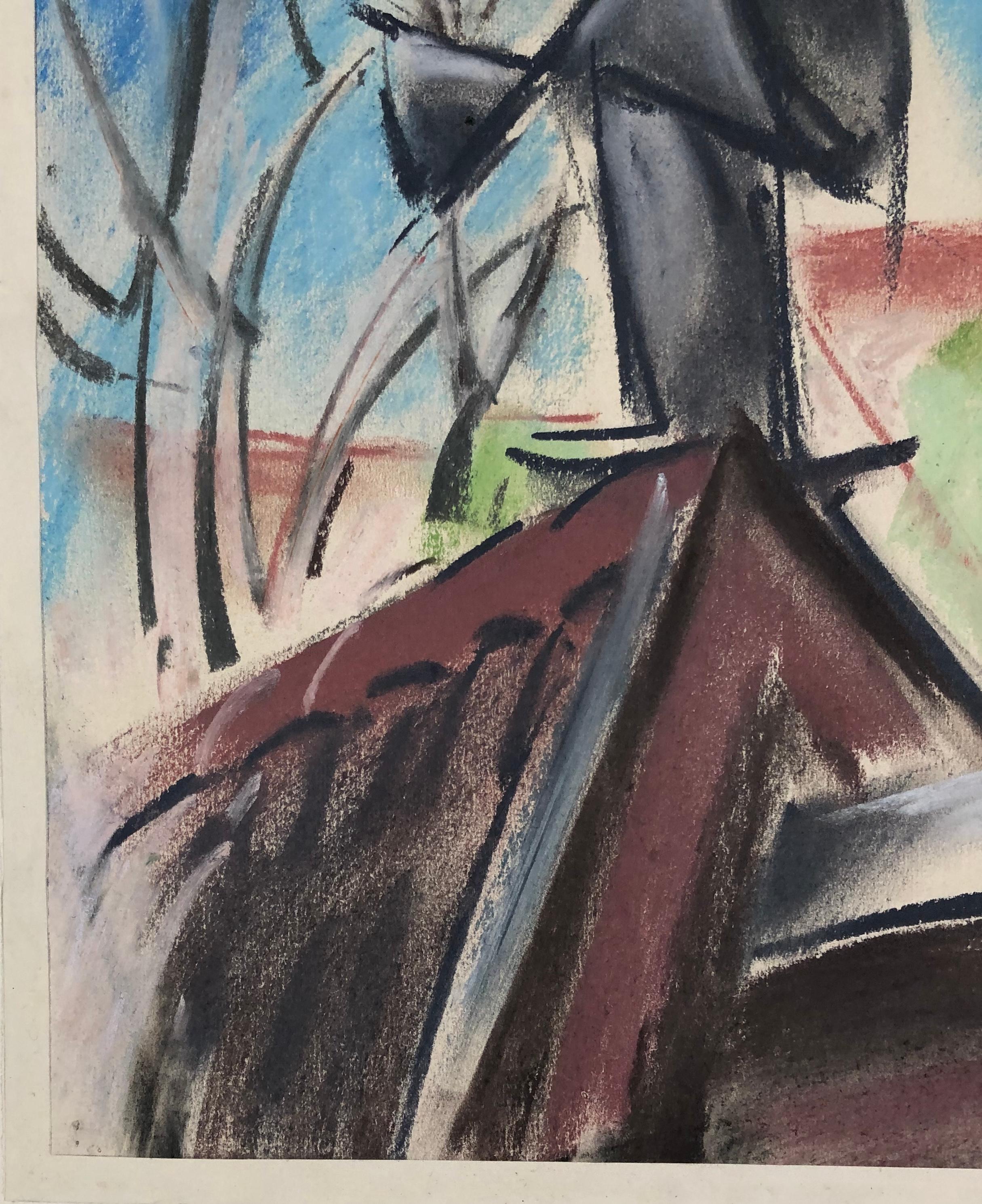 CLAES-THOBOIS Albert. Sicht auf den Dach. Pastellfarbener Pastell. Signiert und datiert 1929. (Grau), Still-Life, von Albert Claes-Thobois