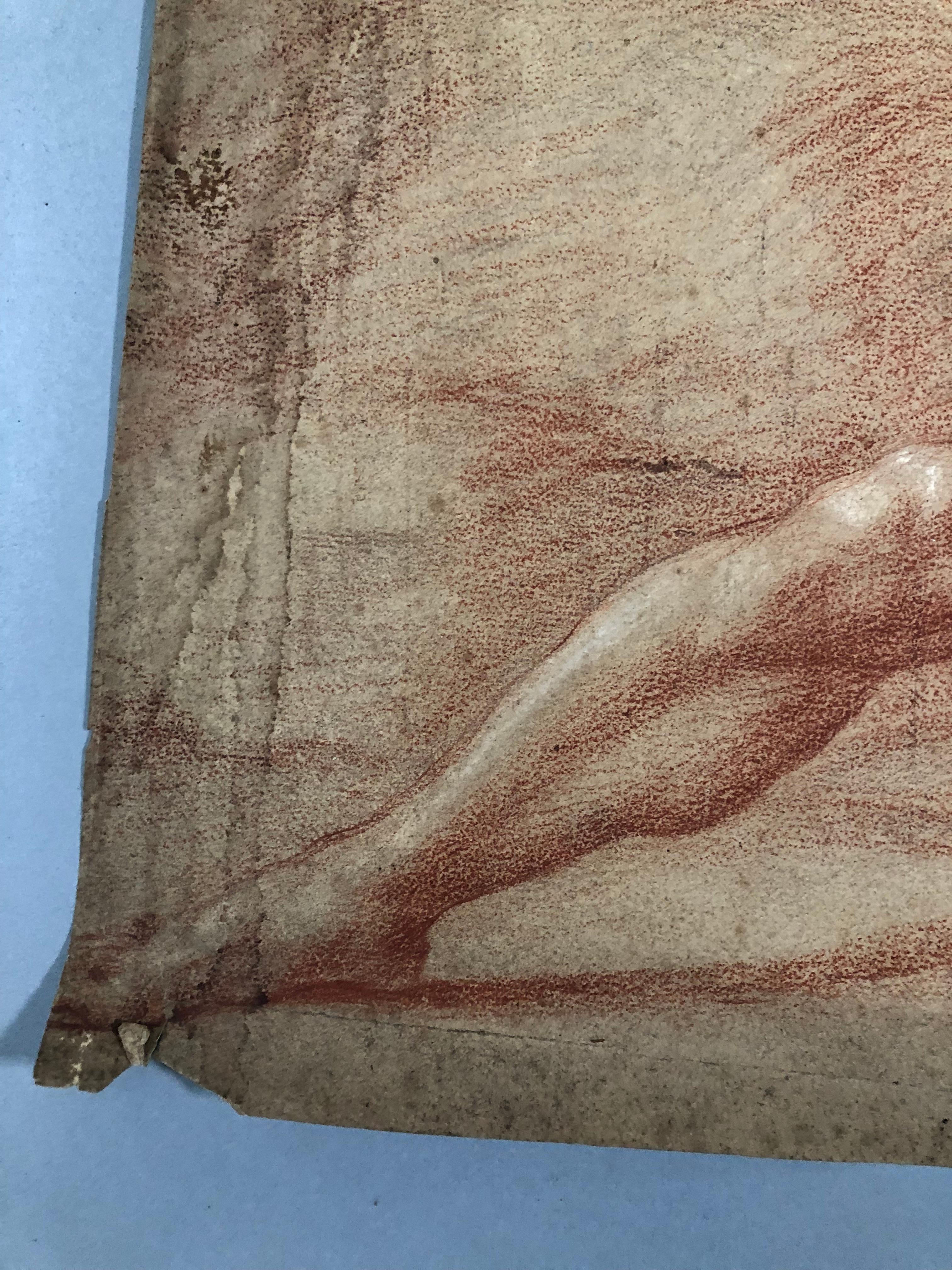 FRENCH SCHOOL 17th Century. Study of a naked man. Sanguine. Dated 1680
This item comes unframed and needs to be restored.