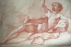 FRENCH SCHOOL 17th Century. Study of a naked man. Sanguine. Dated 1680