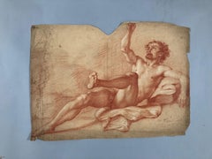 FRENCH SCHOOL 17th Century. Study of a naked man. Sanguine. Dated 1680