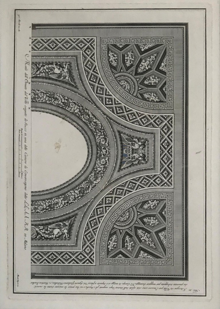 Ceiling designs. A set of three architectural engravings. - Print by Albertolli Giacondo