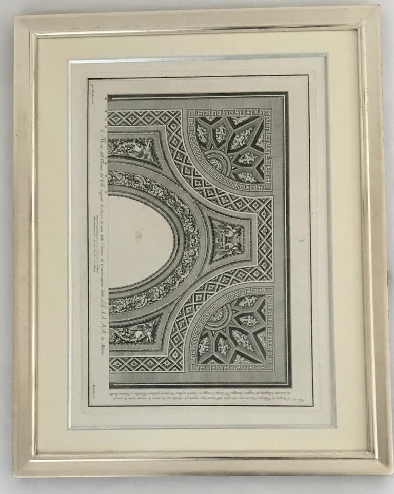 Ceiling designs. A set of three architectural engravings. For Sale 1