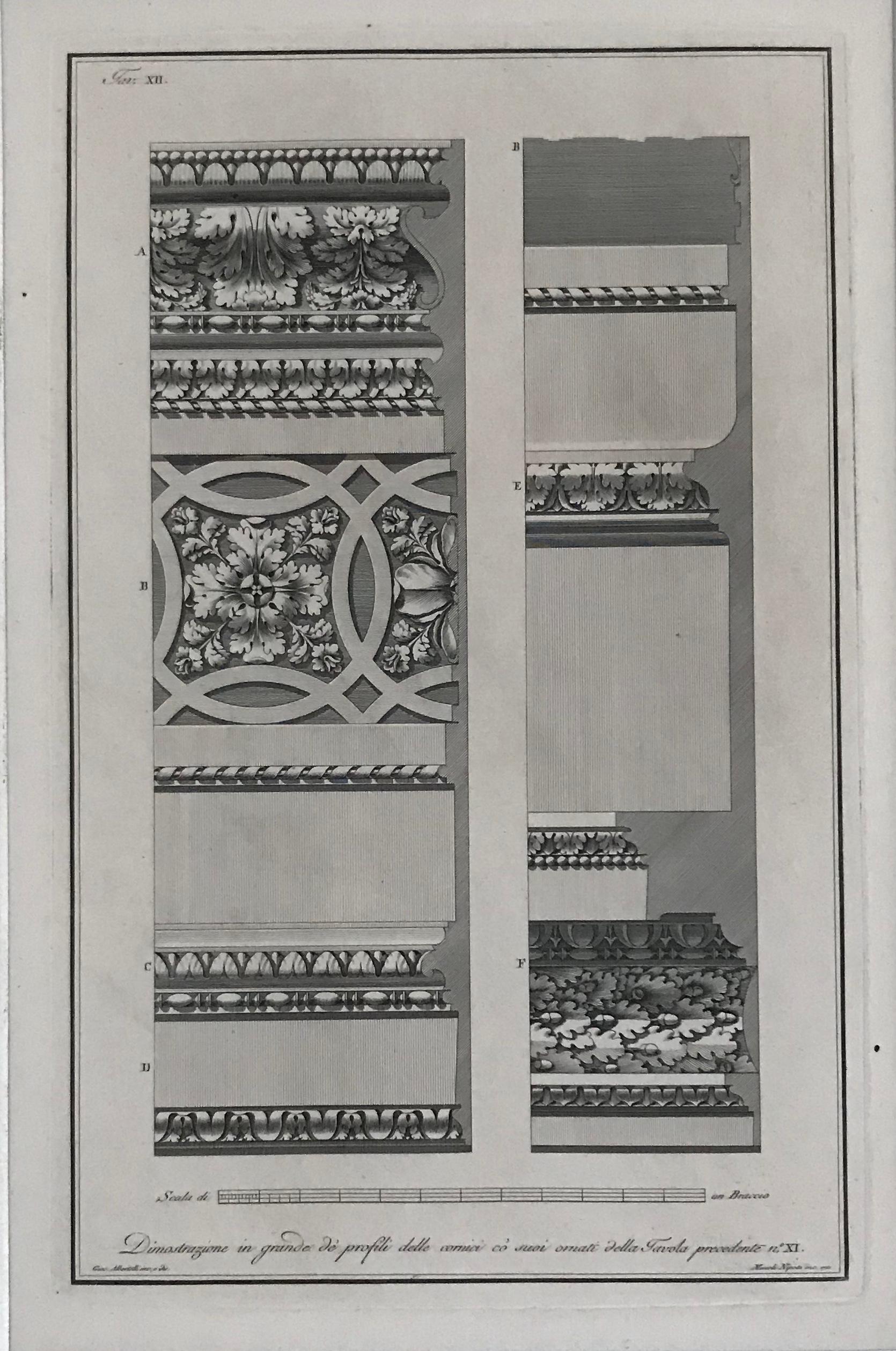Conceptions architecturales. Un ensemble de neuf gravures architecturales. en vente 6