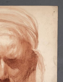 Study of an arab. Red pastel.