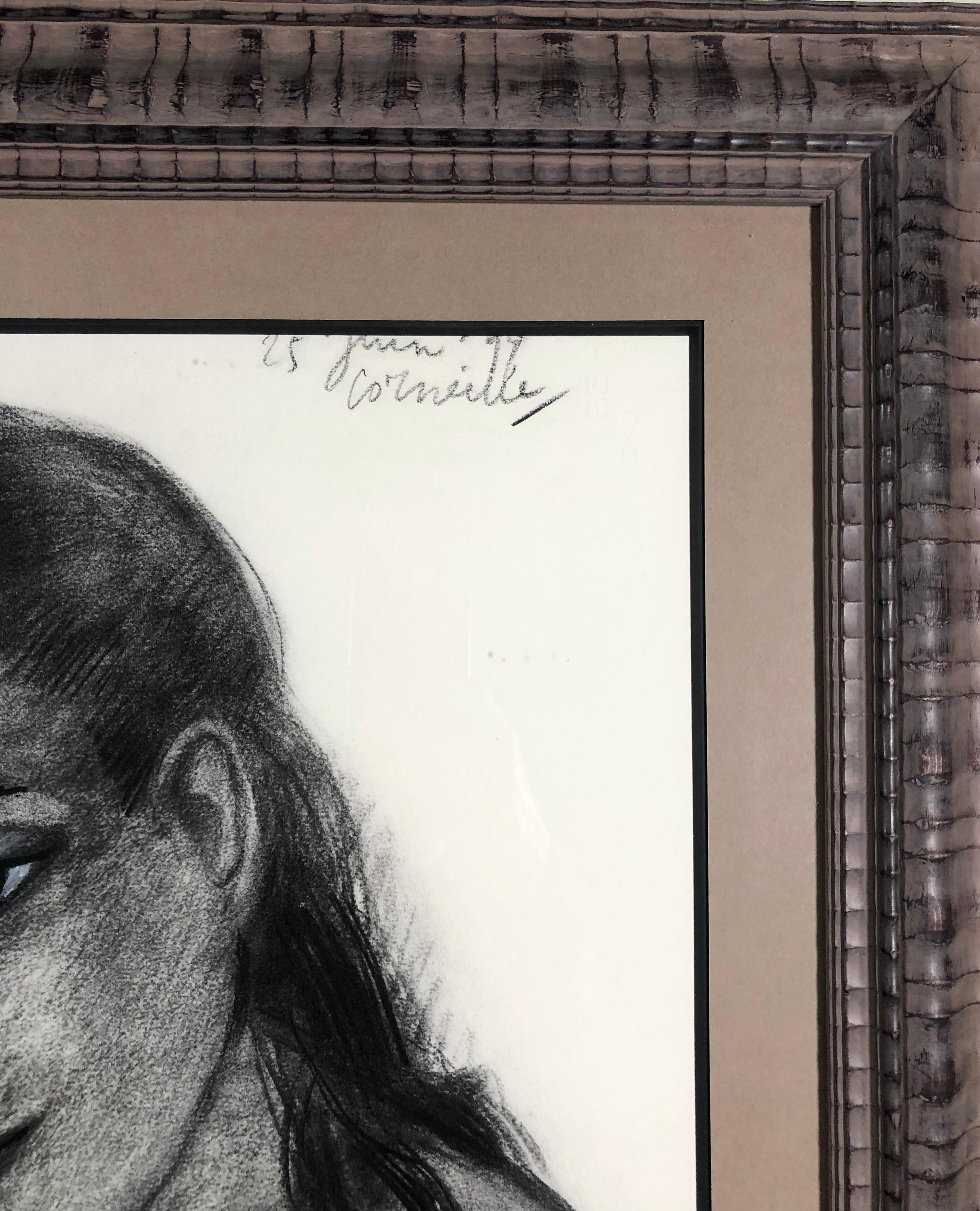 Portrait of a woman. Charcoal. Signed and dated '25th of June (19)99' - Art by Guillaume Cornelis van Beverloo (Corneille)