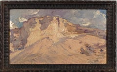 Ansicht von Bou-Sada. Ölskizze auf Karton. Mit Etikett und Titel versehen.