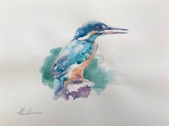 Kingfisher, Watercolor Handmade Painting