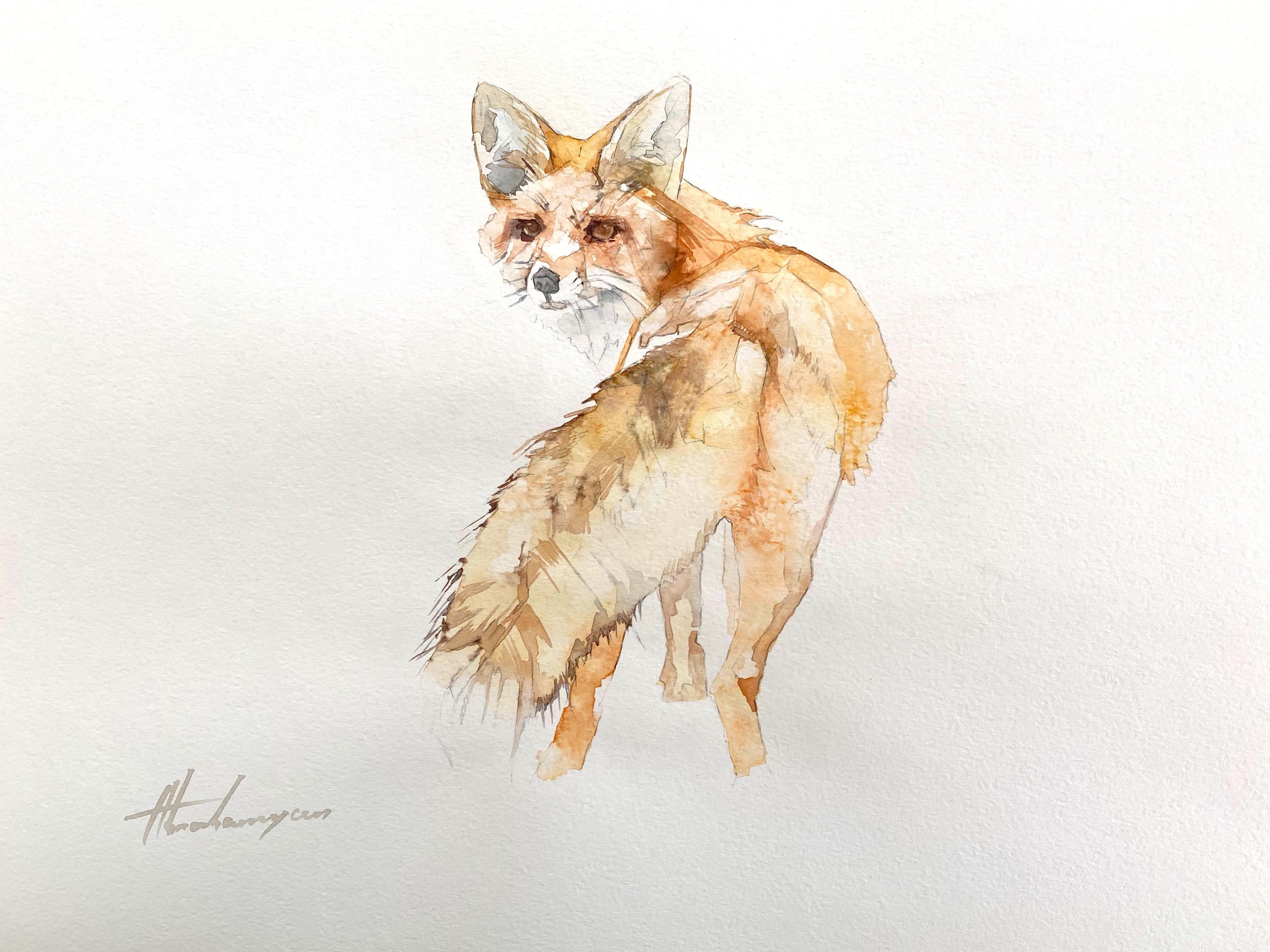 Artyom Abrahamyan Animal Art - Fox, Watercolor Handmade Painting
