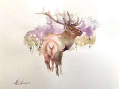 Deer, Animal, Watercolor Art Handmade Painting One of a Kind