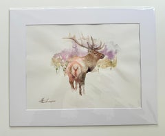 Deer, Animal, Watercolor Art Handmade Painting One of a Kind