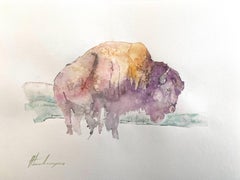 Bison, Watercolor Handmade Painting