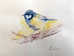 Great Tit, oiseau, peinture à l'aquarelle faite main