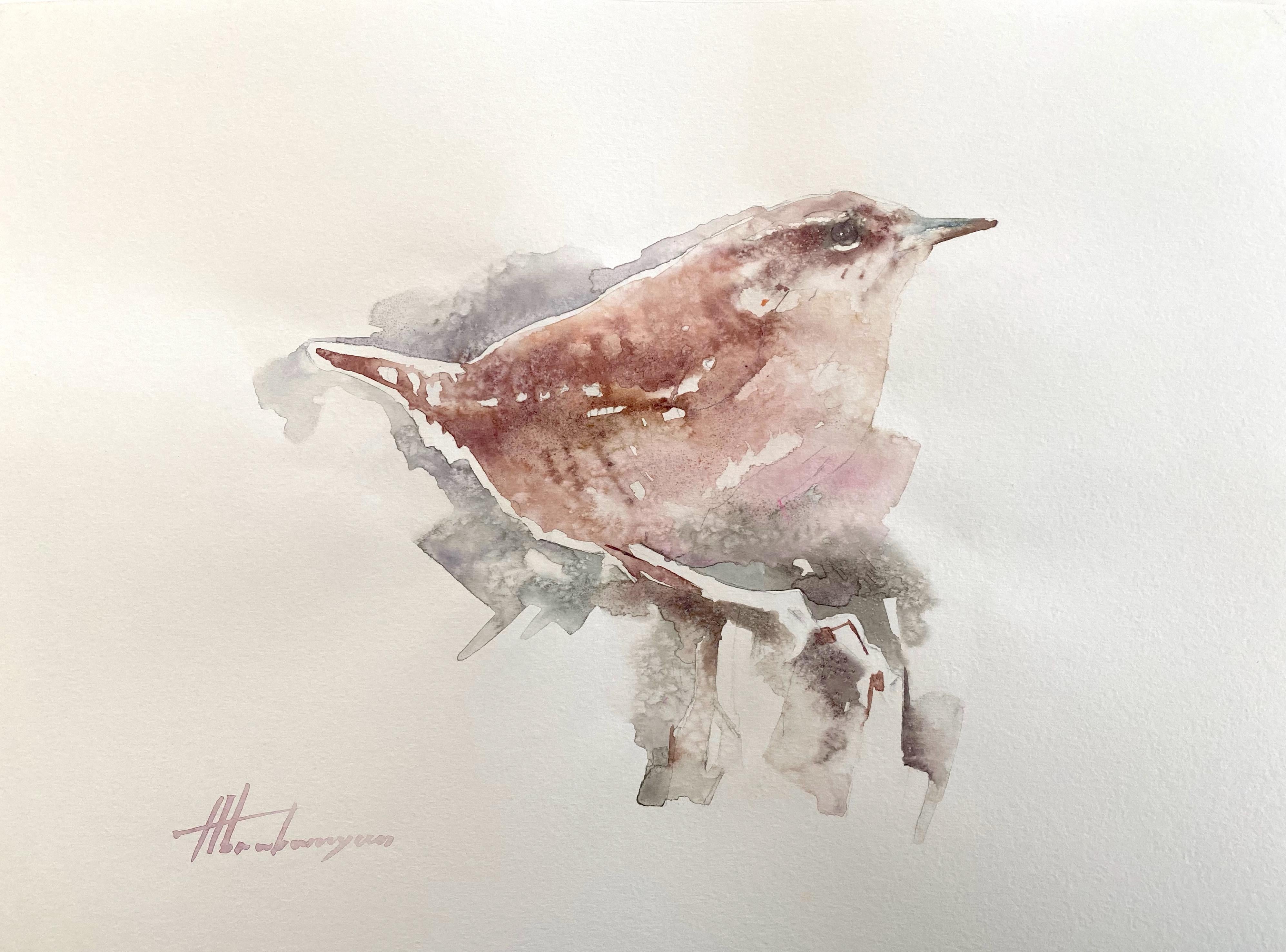 Wren, Bird, Watercolor Handmade Painting