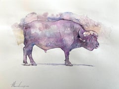 Buffalo, Animal, Watercolor Handmade Painting
