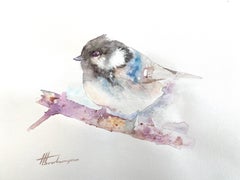 Chickadee, Vogel, Aquarell, handgefertigtes Gemälde