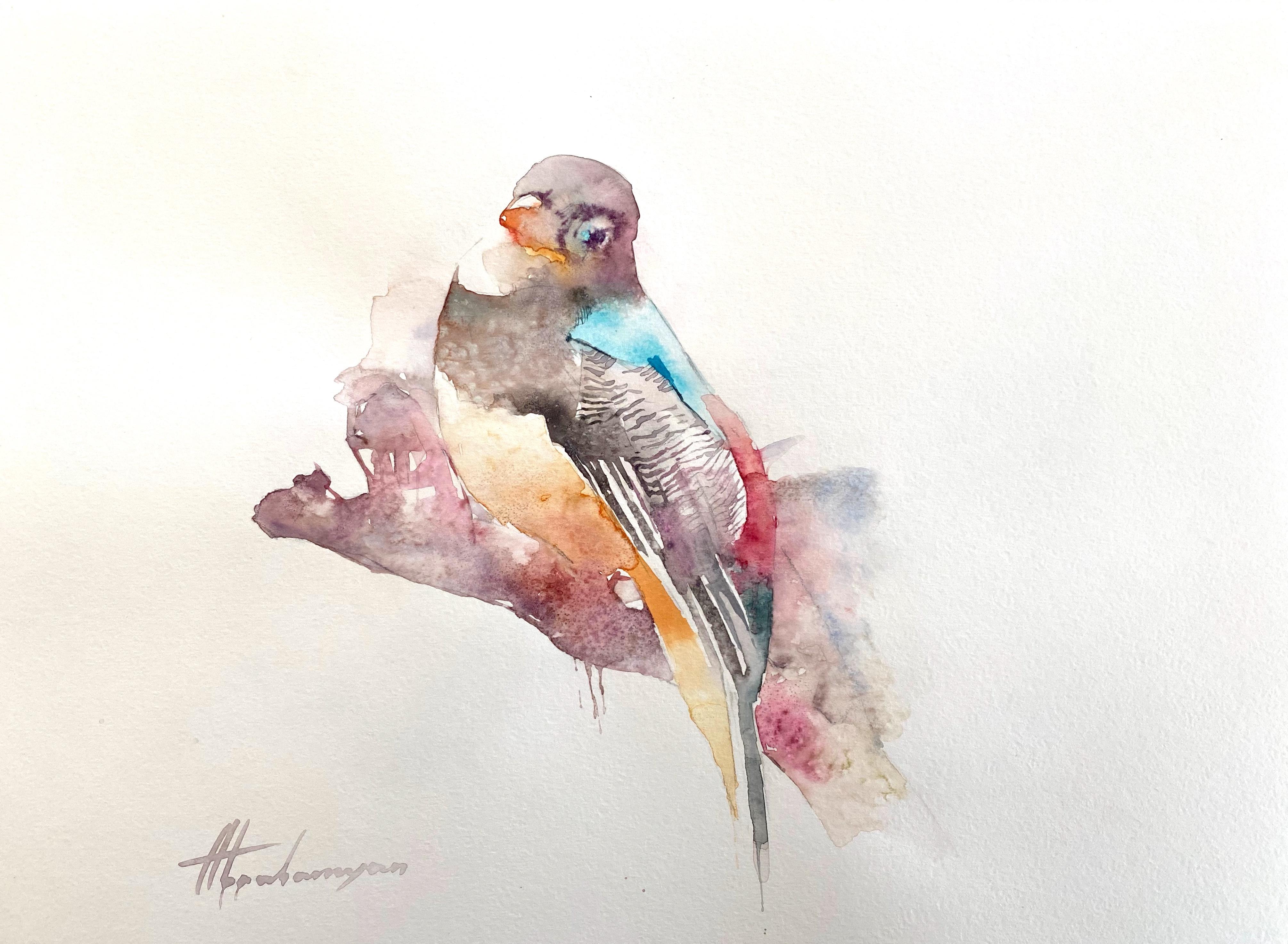 Artyom Abrahamyan Animal Art - Trogon, Bird, Watercolor Handmade Painting