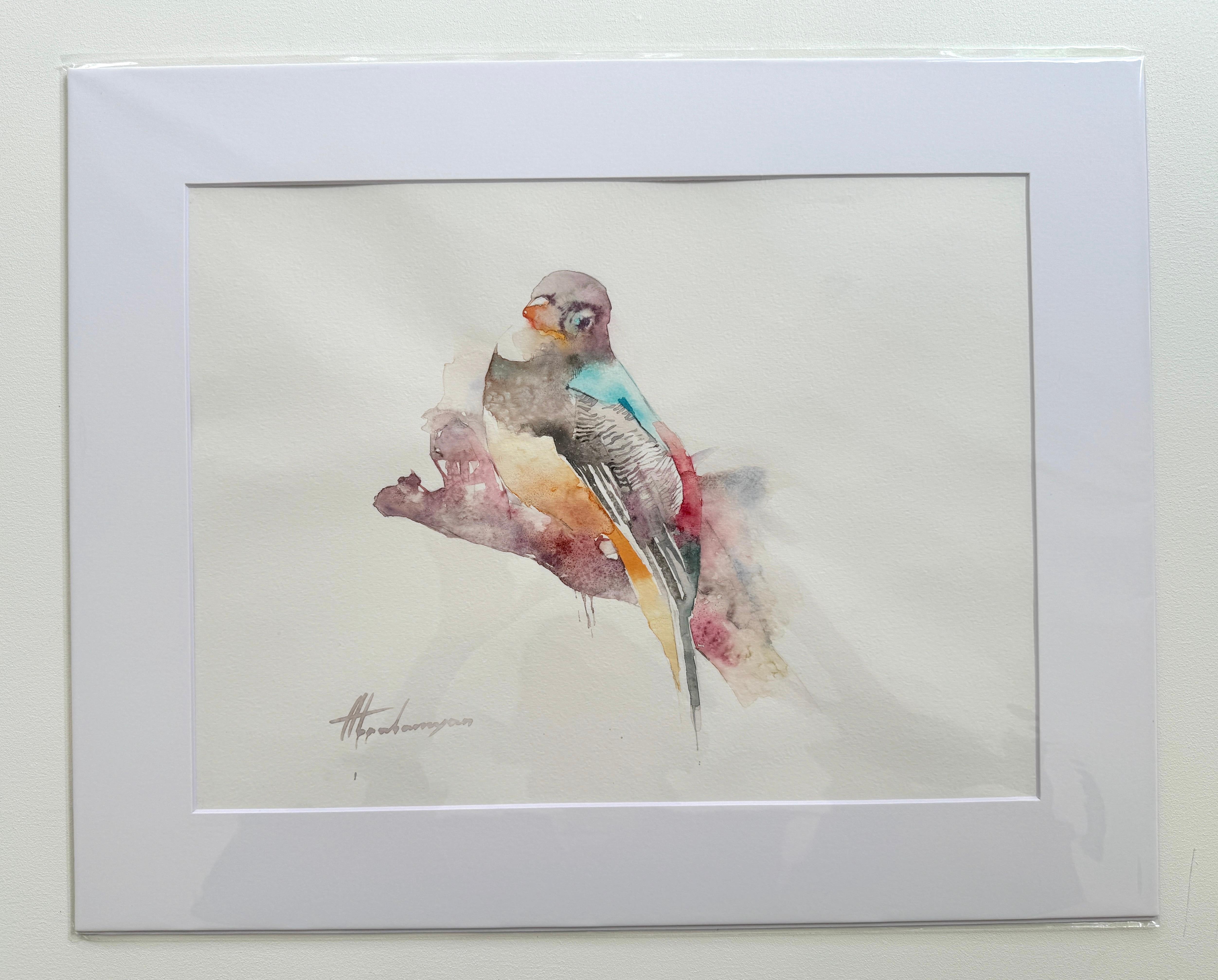 Trogon, oiseau, aquarelle, peinture faite à la main, unique en son genre - Art de Artyom Abrahamyan