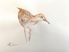 Rail d'eau, oiseau, peinture à l'aquarelle faite main