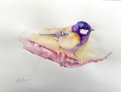 Chickadee, Oiseau, Aquarelle Peinture Faite à la Main
