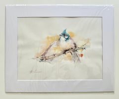Titmouse, Bird, Watercolor Handmade Painting, One of a Kind